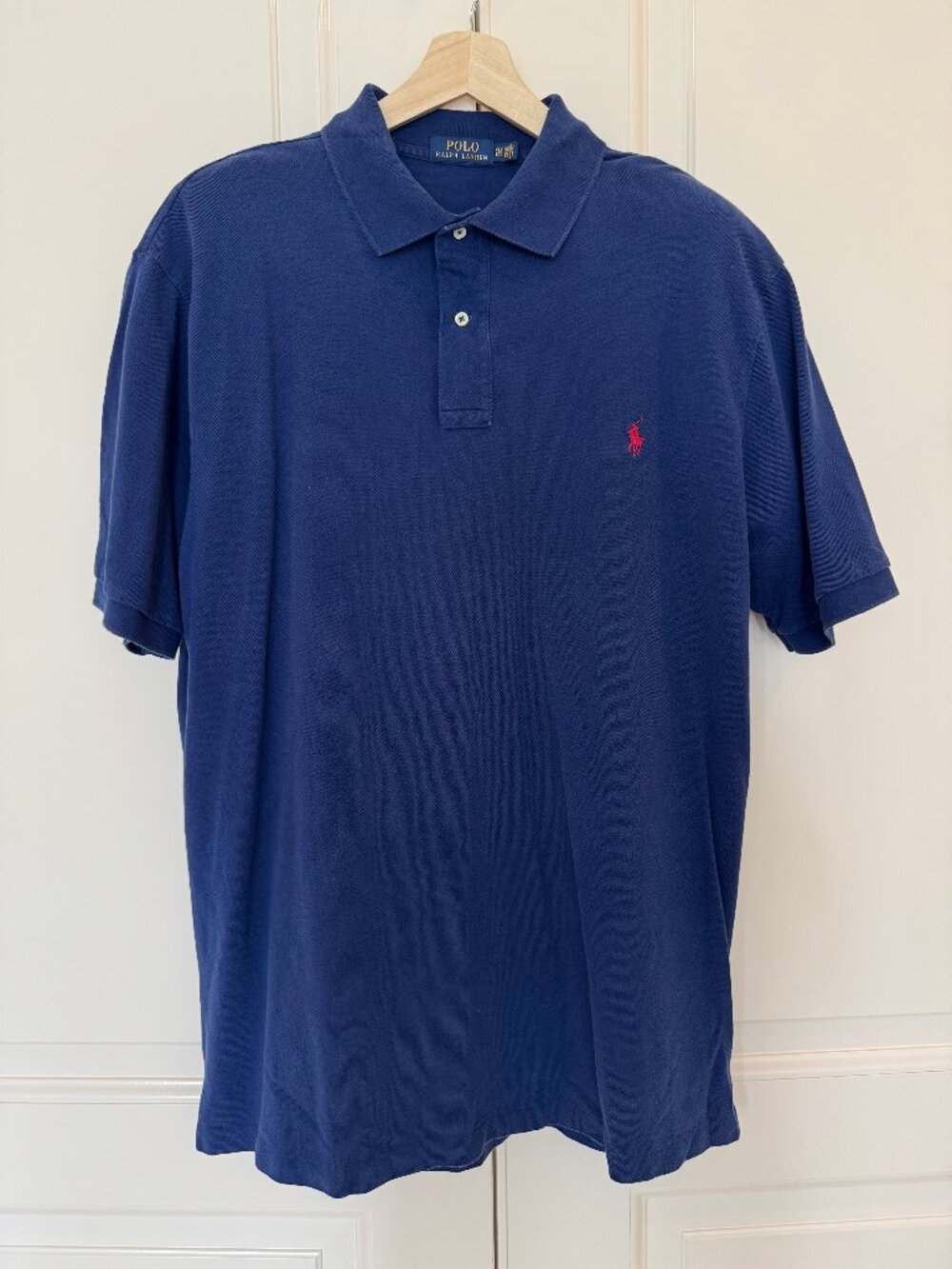 Polo Ralph Lauren Men’s XL Navy Blue Red Pony Mesh Polo Shirt